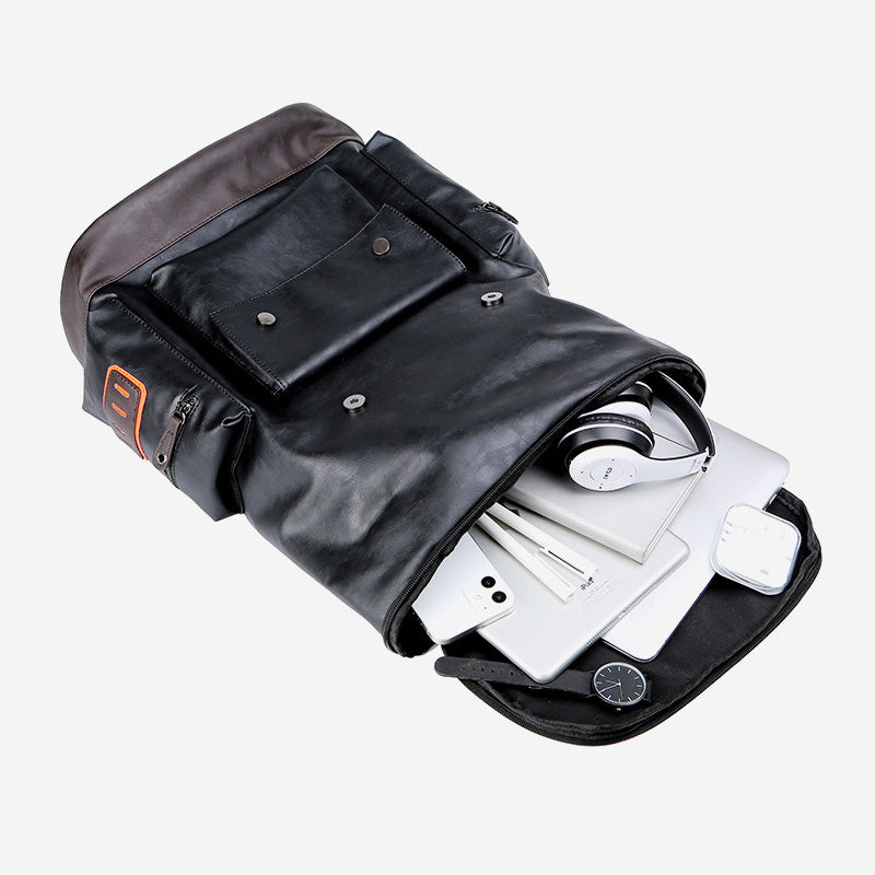 Premium Vintage Leather Dual Strap Flap Over Backpack