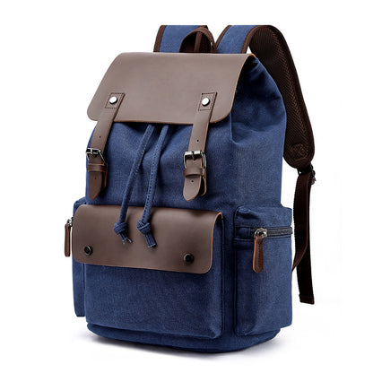 Vintage Rucksack Canvas Fabric Backpack (Blue)