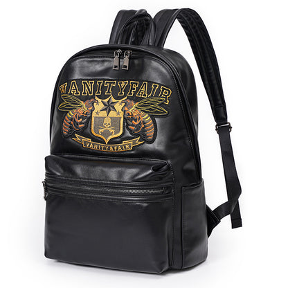 Black Vanity Fair Embroidered Bee Skull Crest Backpack