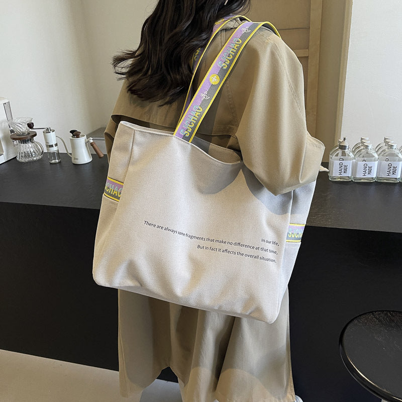 Large Capacity Canvas Women's Handbag (Cream White)