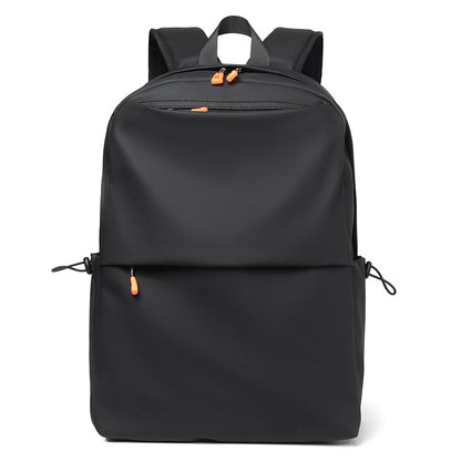 Minimalist Waterproof Orange Zipper Backpack (Black)