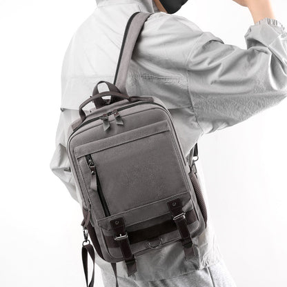 2-in-1 Functional Canvas Crossbody Sling Bag Backpack (Grey)