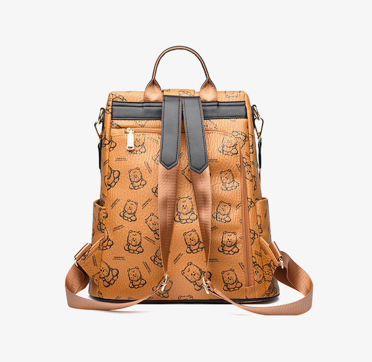 Noisy Teddy Bear Pattern Women's Backpack (Yellow)
