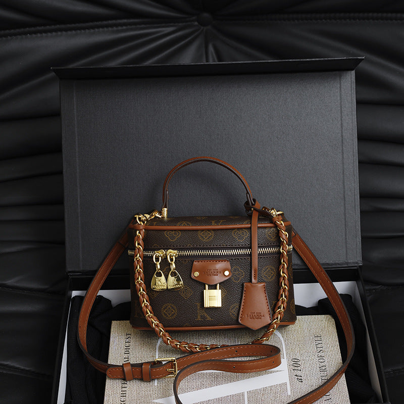 Small Vintage Print Versatile Women's Handbag (Coffe)