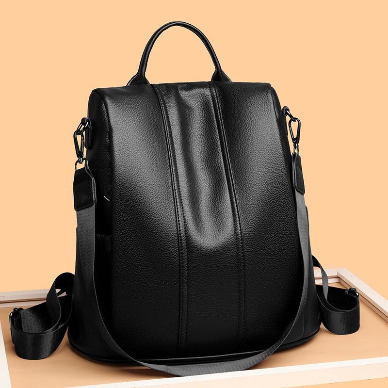 Pebbled PU leather Anti-Theft Women's Backpack (Black)