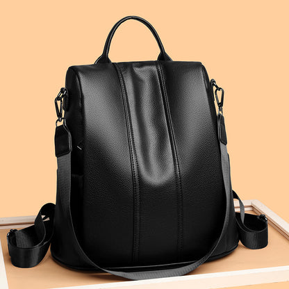 Pebbled PU leather Anti-Theft Women's Backpack (Black)