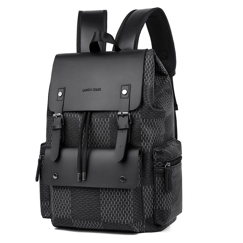 Lanchi Bgas Distinct Plaid Pattern Top Flap Backpack