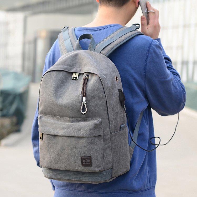 Premium Canvas Fabric Multifunctional Backpack (Grey)