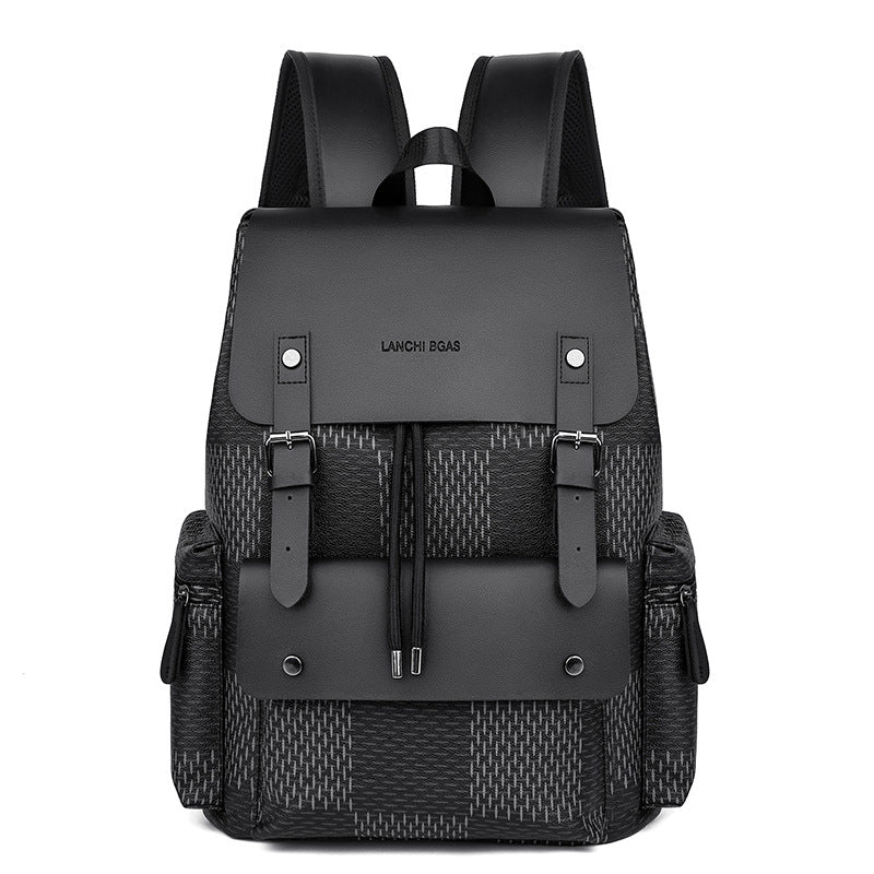 Lanchi Bgas Distinct Plaid Pattern Top Flap Backpack
