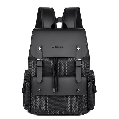 Lanchi Bgas Distinct Plaid Pattern Top Flap Backpack
