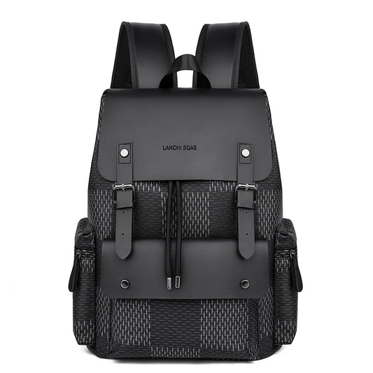 Lanchi Bgas Distinct Plaid Pattern Top Flap Backpack