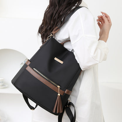 LECEY Fashion Leather Accents Women's Backpack (Black Brown)