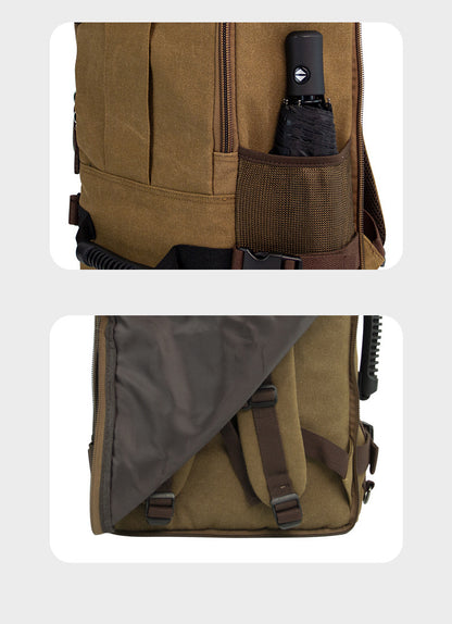 KAUKKO Canvas Travel Backpack Multi-Functional Bag (Black)