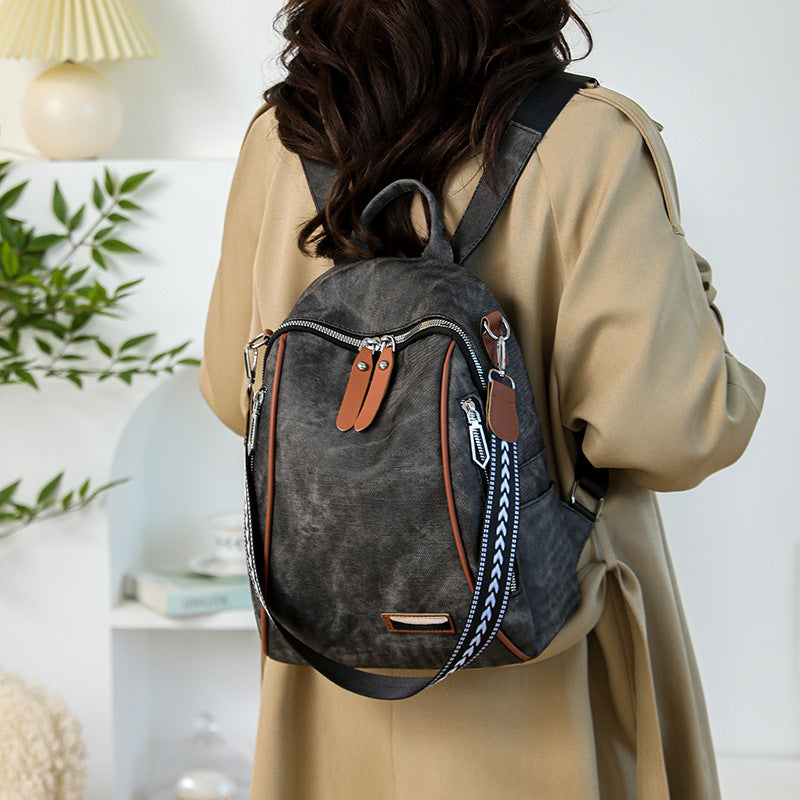 Vintage PU Leather Women's Backpack (Black)