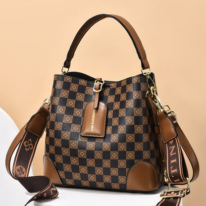 Fashionable Versatile Bucket Women's Shoulder Bag (Coffee)