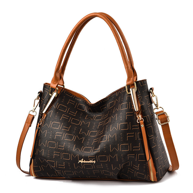 Elegant Patterned Shoulder Bag for Women (Brown)