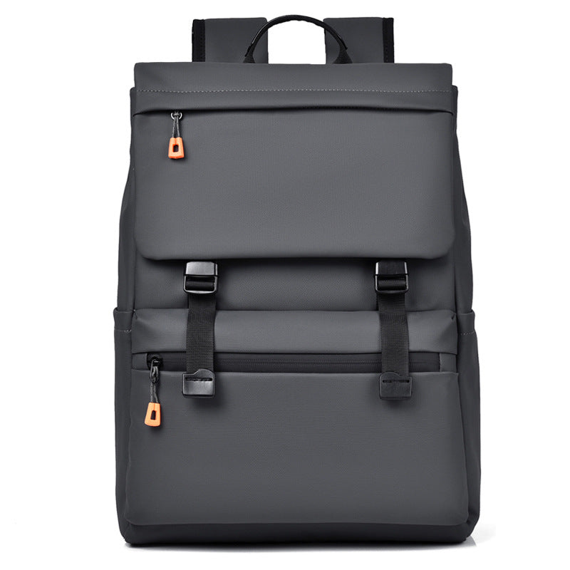 KABINU Commuter Orange Zipper Leather Backpack (Dark Grey)