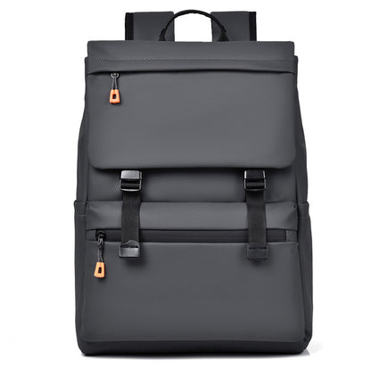 KABINU Commuter Orange Zipper Leather Backpack (Dark Grey)