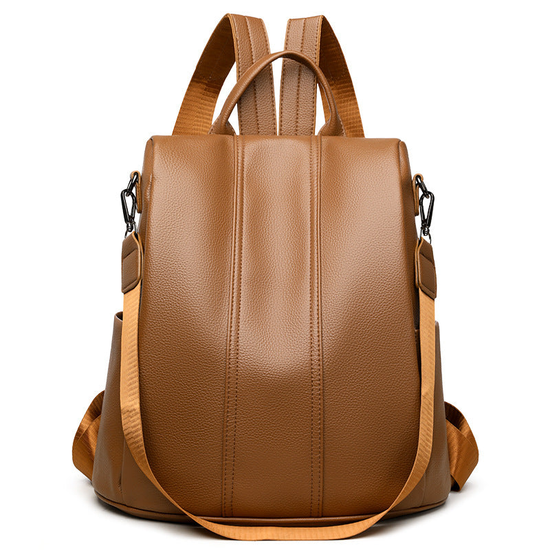 Pebbled PU leather Anti-Theft Women's Backpack (Brown)