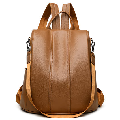 Pebbled PU leather Anti-Theft Women's Backpack (Brown)