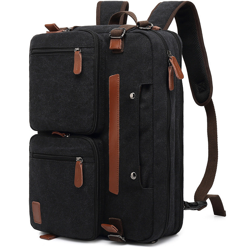 BAOSHA Convertible Durable Canvas Briefcase Backpack (Black)