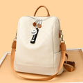 Checkerboard Patterned Leather Women's Backpack (White)