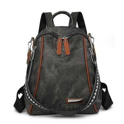 Vintage PU Leather Women's Backpack (Black)