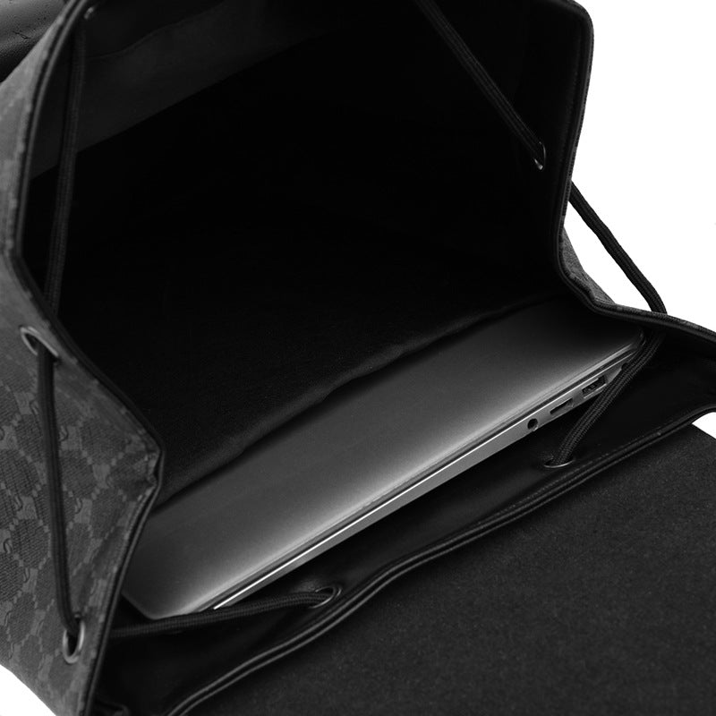 Plaid Commuting Casual Backpack (Black Square)