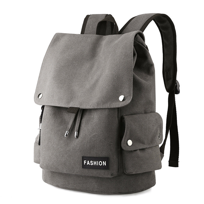 Vintage Canvas Fabric Rucksack Backpack (Grey)