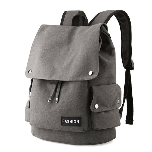Vintage Canvas Fabric Rucksack Backpack (Grey)