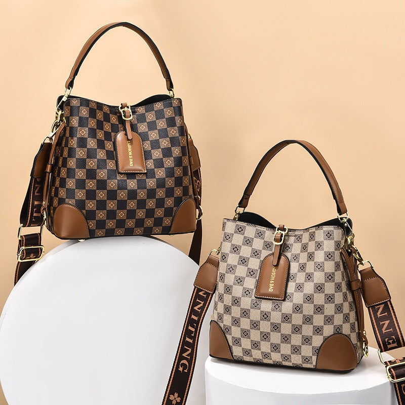 Fashionable Versatile Bucket Women's Shoulder Bag (Coffee)
