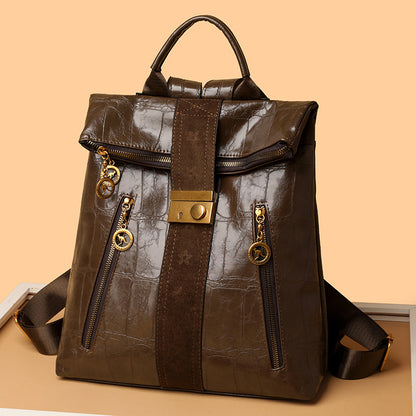 Kangaroo PU Leather Croc Pattern Women's Backpack
