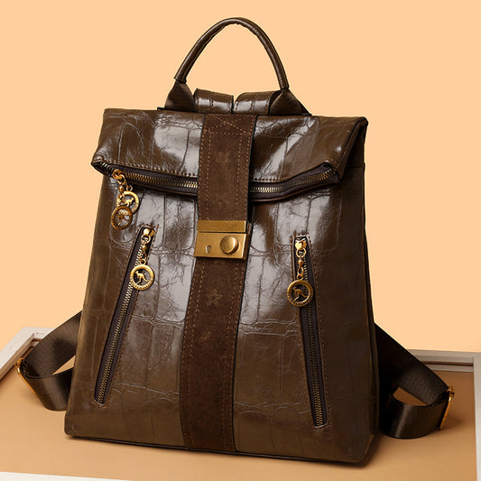 Kangaroo PU Leather Croc Pattern Women's Backpack