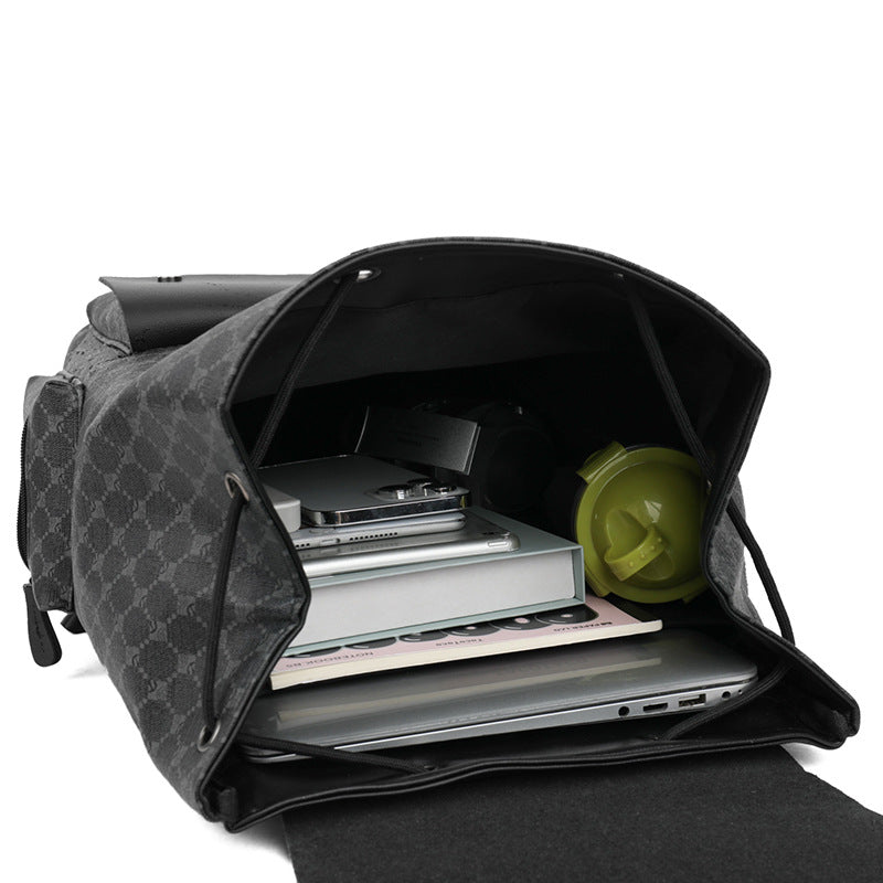 Plaid Commuting Casual Backpack (Black Square)