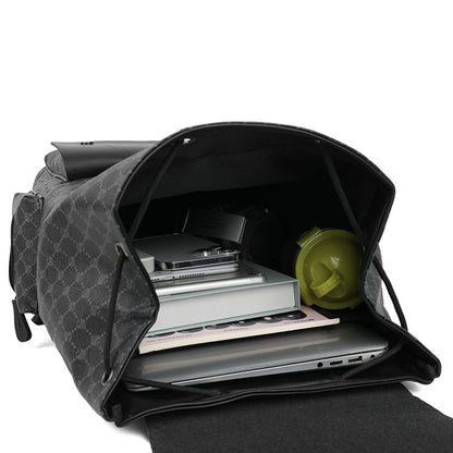Plaid Commuting Casual Backpack (Black Square)