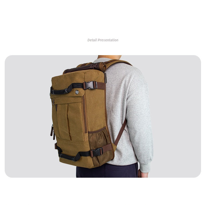 KAUKKO Canvas Travel Backpack Multi-Functional Bag (Black)