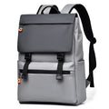 KABINU Commuter Orange Zipper Leather Backpack (Light Grey)
