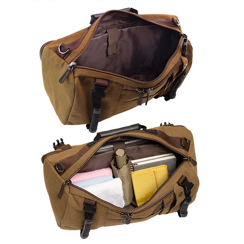 KAUKKO Canvas Travel Backpack Multi-Functional Bag (Black)