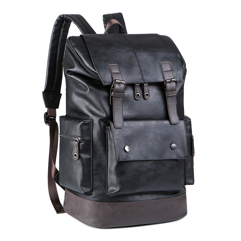 Premium Vintage Leather Dual Strap Flap Over Backpack