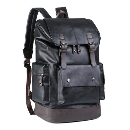 Premium Vintage Leather Dual Strap Flap Over Backpack