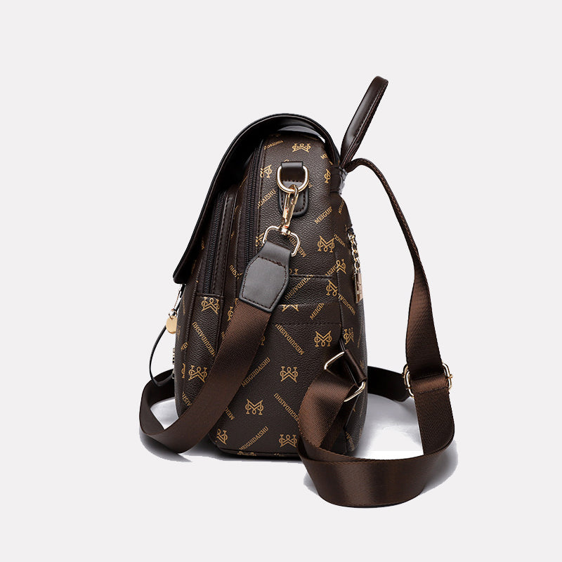 Kangaroo Leather Designer Women's Backpack (Brown With Yellow)