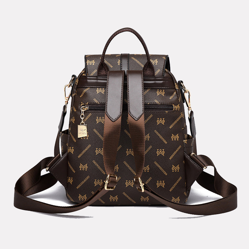 Kangaroo Leather Designer Women's Backpack (Brown With Yellow)