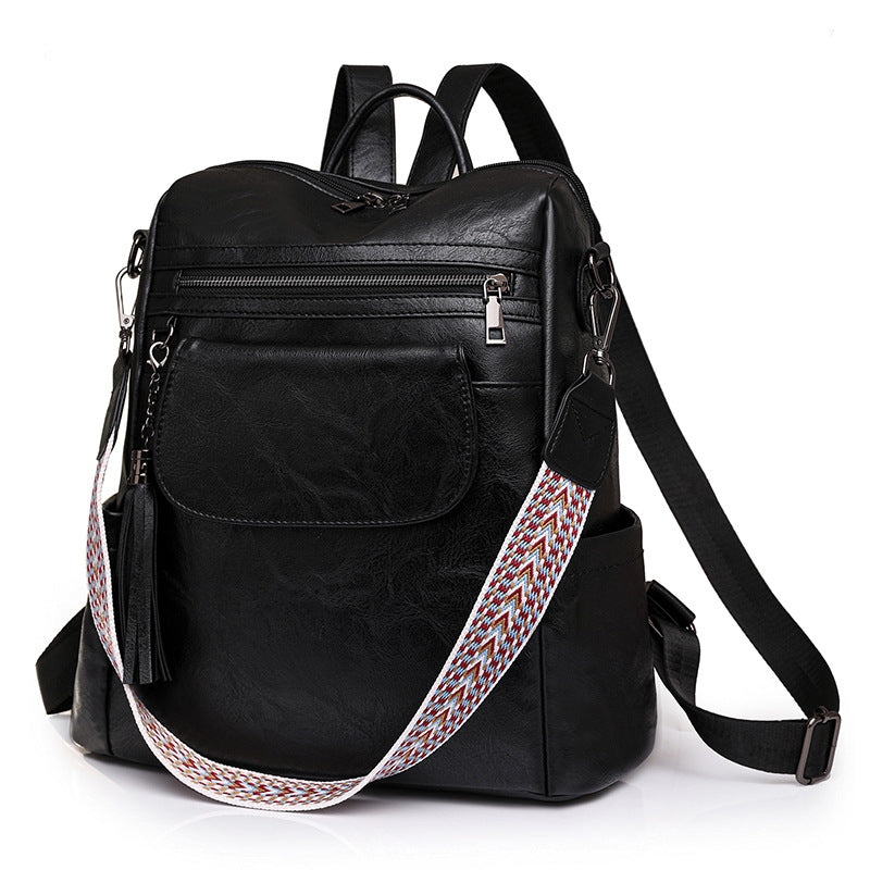Luxury Designer Leather Women's Backpack (Black)