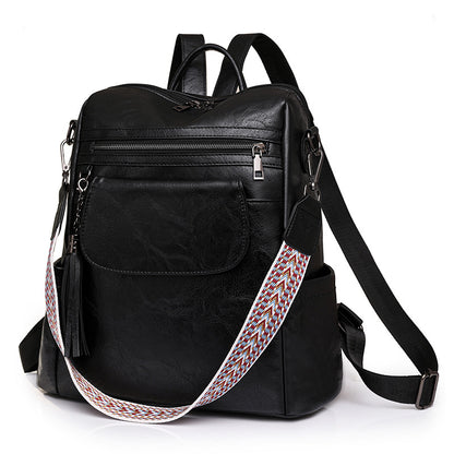 Luxury Designer Leather Women's Backpack (Black)
