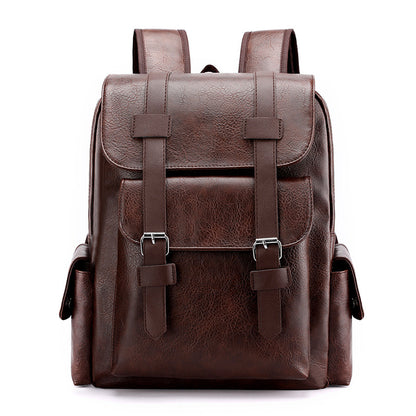 PU Leather Casual Brown Straps Backpack (Brown)