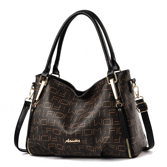Elegant Patterned Shoulder Bag for Women (Coffee)