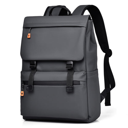 KABINU Commuter Orange Zipper Leather Backpack (Dark Grey)