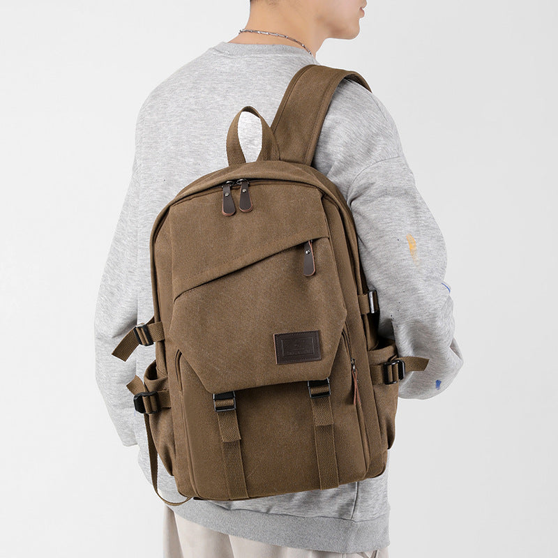 DUTRIEUX Canvas Fabric Solid Design Backapck (Brown)