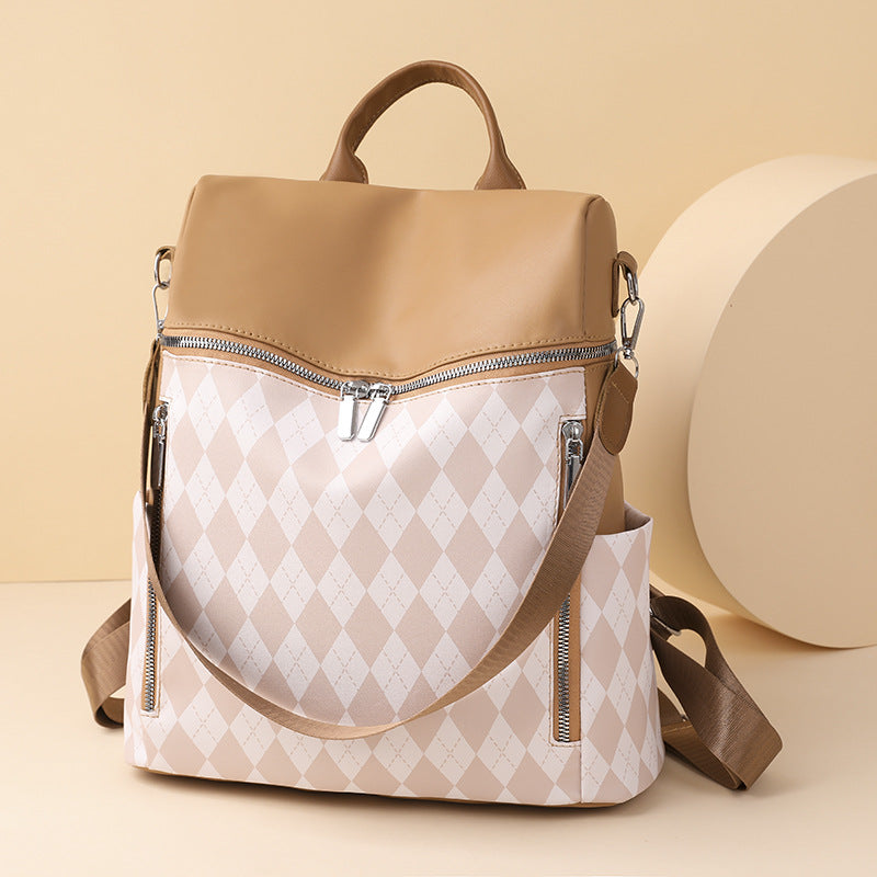 Korean Style PU Leather Women's Backpack (Khaki)
