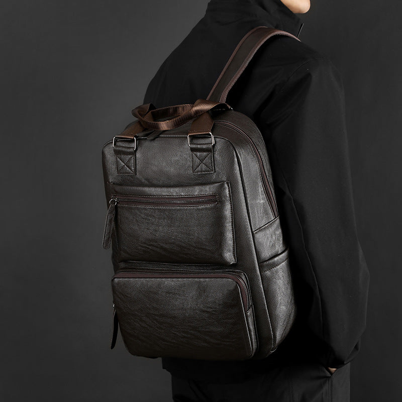 Casual Multifunctional Leather Backpack (Coffe)